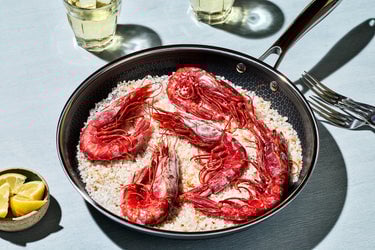 Red Prawns Cooked on a Bed of Salt
