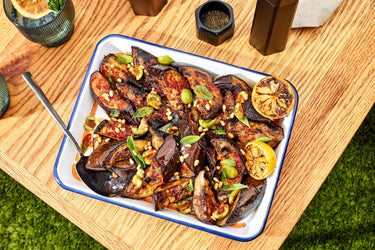 Grilled Italian Eggplant with Honey & Mint Vinaigrette