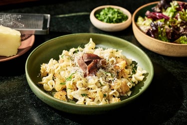 Sagne e Pezze with Aglio e Olio, Bread, Pecorino & Chile D’Arbol