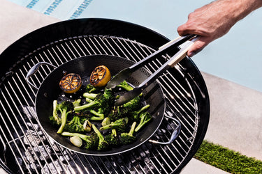 bbq grill pan on a charcoal grill