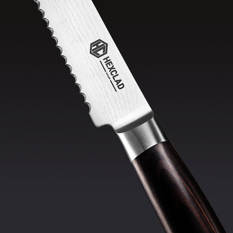 Couteau à pain dentelé en acier de Damas de 8 po (espresso)