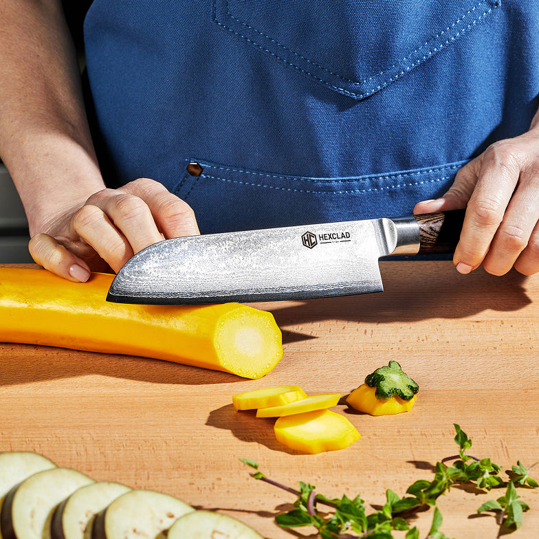 Damascus Steel Santoku Knife, 7" (18 cm) (Espresso)