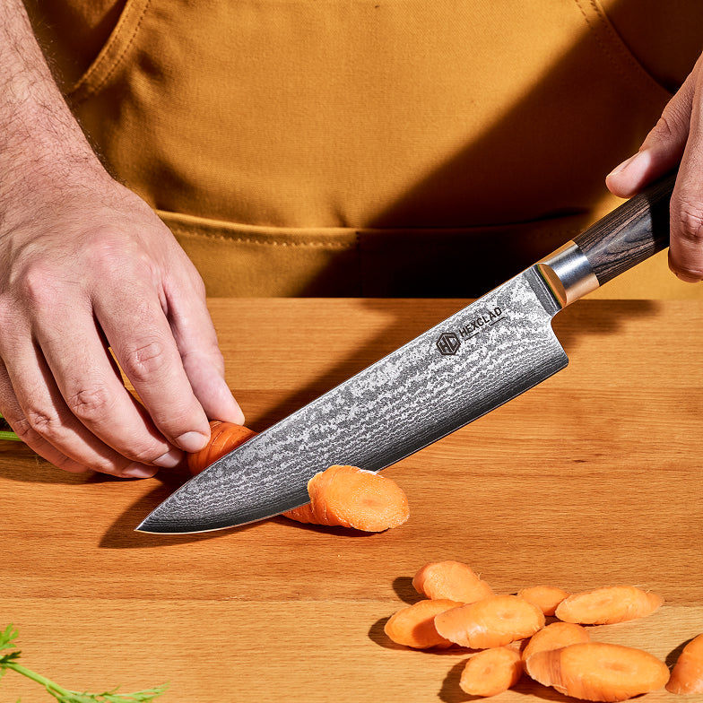 Couteau de chef en acier de Damas, 8 po (espresso)