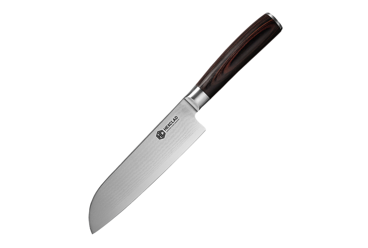 Damascus Steel Santoku Knife, 7" (18 cm) (Espresso)
