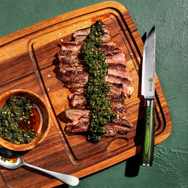 Damascus Steel Steak Knife Set, 8-pc (Green)