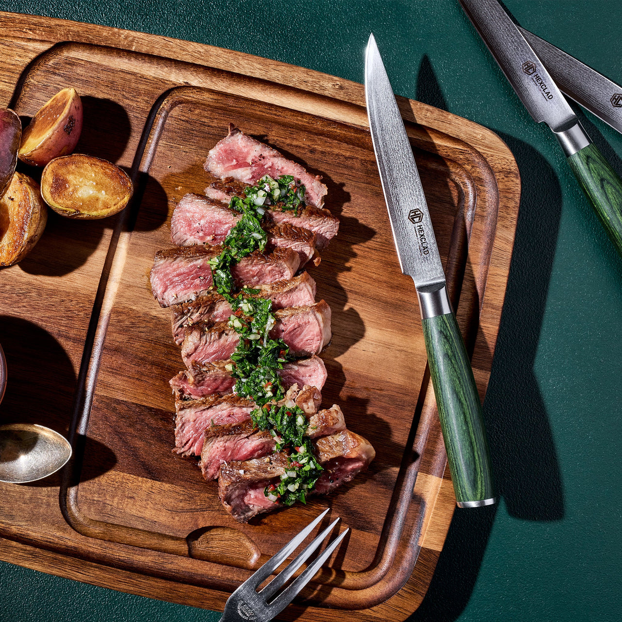 Ensemble de 4 Couteaux à Steak Japonais en acier de Damas
