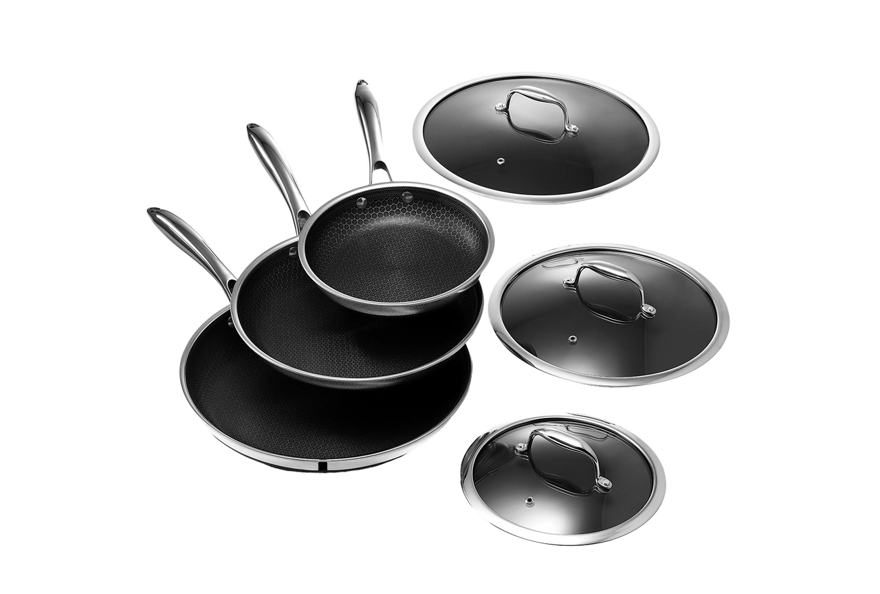 6pc HexClad Hybrid Cookware Set w/ Lids
