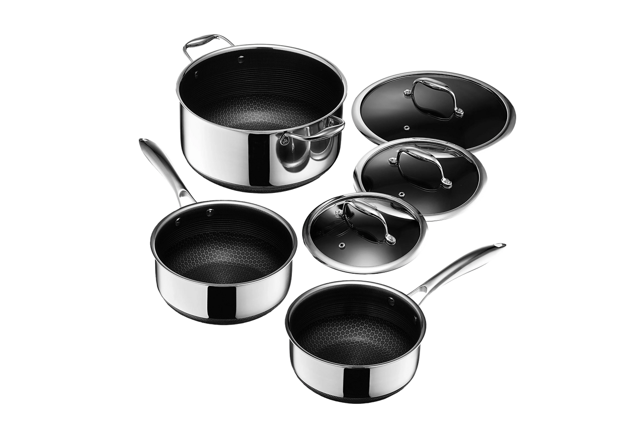 Ensemble de casseroles hybrides HexClad 6PC avec couvercles