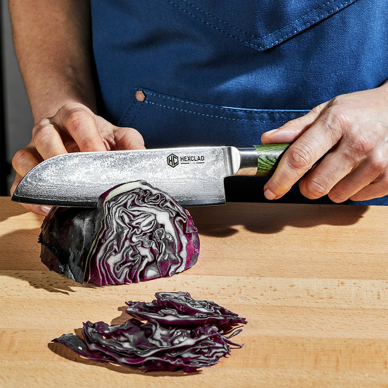 Couteau Santoku en acier de Damas, 7 po (17 cm)