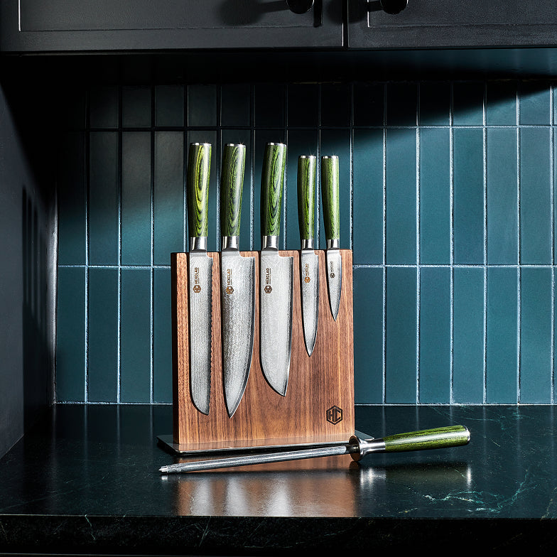 HexClad Magnetic Walnut Knife Block