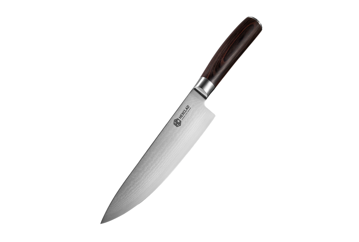Couteau de chef en acier de Damas, 8 po (espresso)