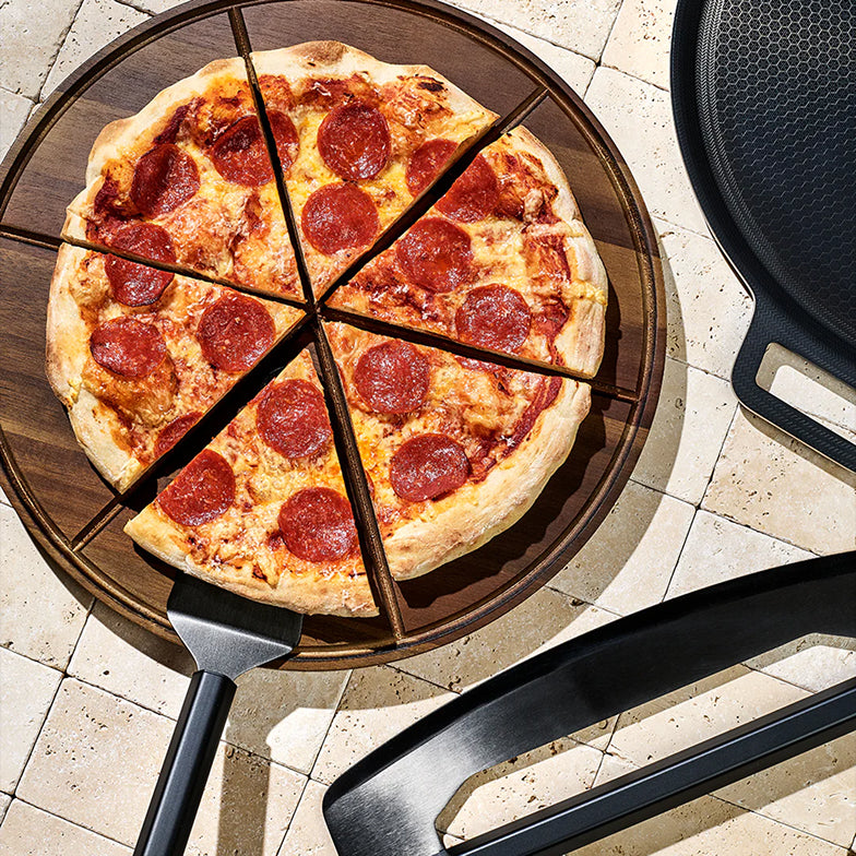 Ensemble d'accessoires pour plaque à pizza en acier (3 pièces)