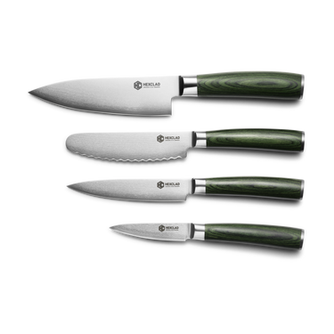 Ensemble de couteaux studio en acier de Damas, 5 pièces (vert)