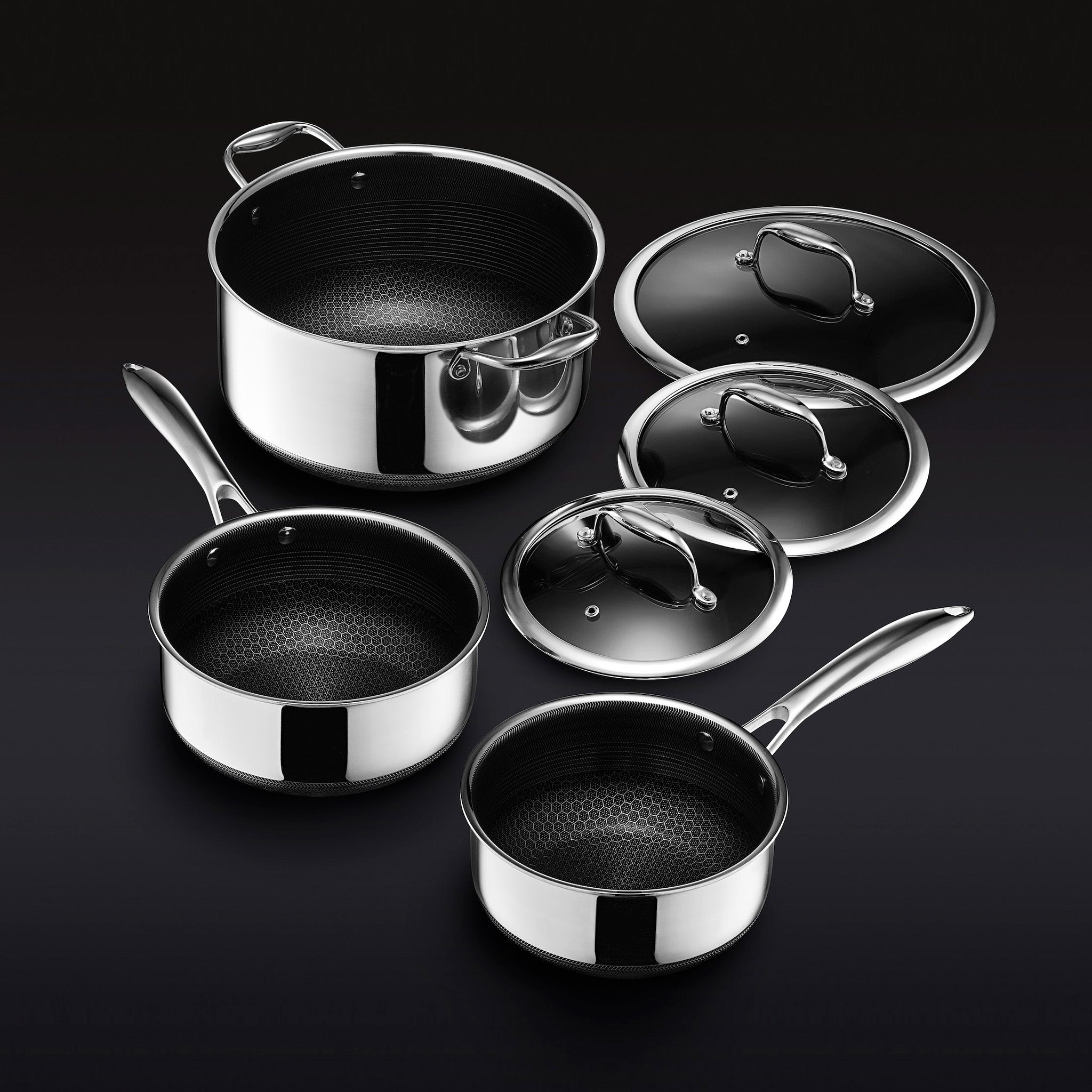 6pc Pot Set | Stainless Steel | Hexclad | HexClad Canada